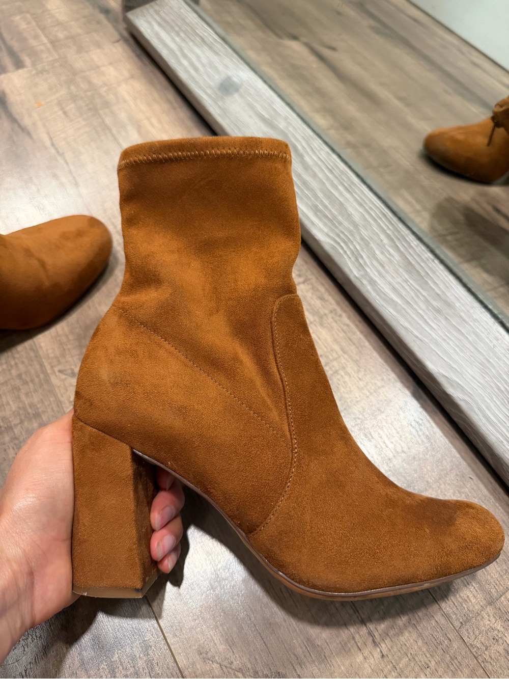 Suede Block Heel Ankle Boots